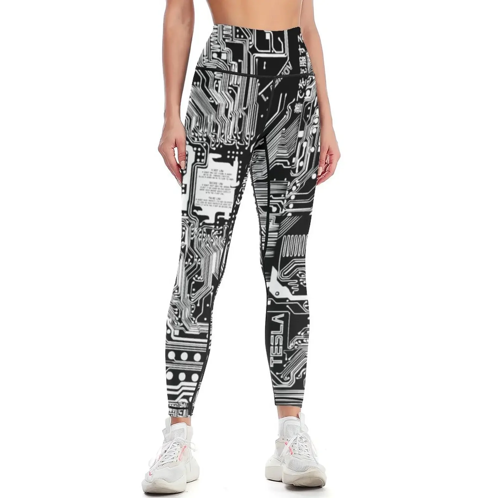 White computer electronic circuit, Asimov tribute Leggings Women's sports harem pants Womens Leggings