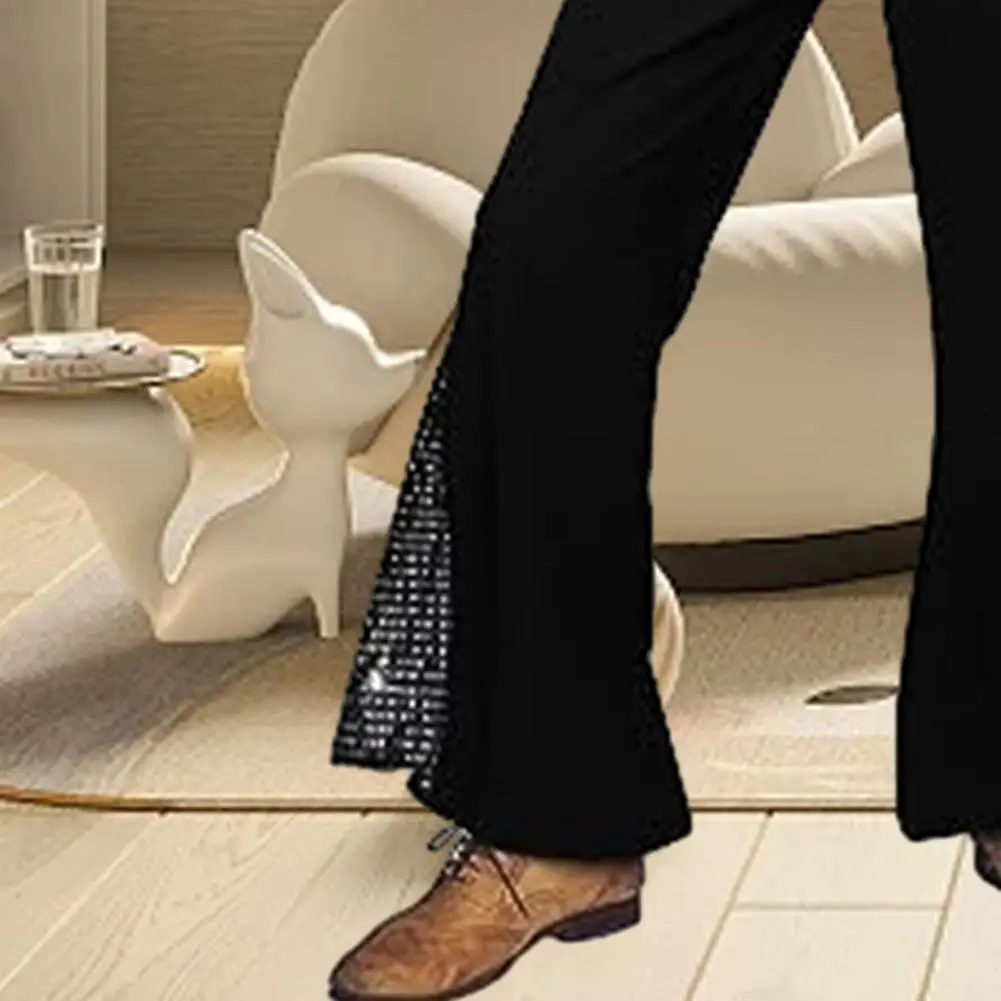 2025 M-3XL Men Vintage Pants 60s 70s Shiny Sequin Flared Hem Halloween Carnival Party Music Festival Retro Disco Fancy Trousers