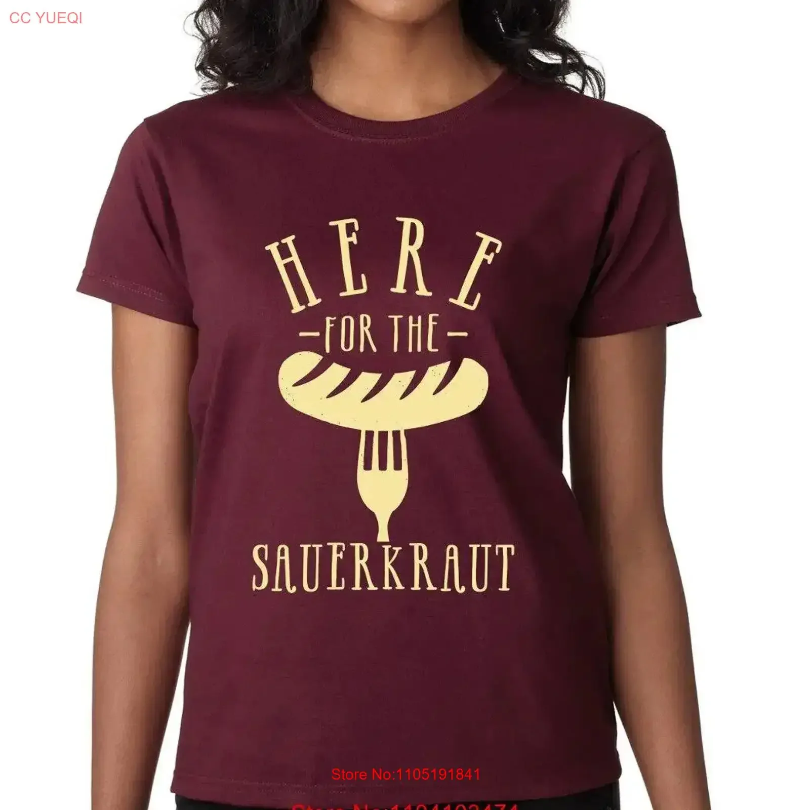 HERE FOR THE SAUERKRAUT Beer German Party Oktoberfest Women's Crew neck T Shirt vintage Washed Casual streetwear fashion