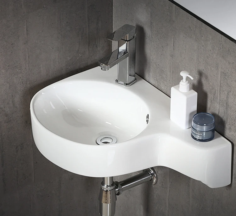 Wall-mounted washbasin household mini triangular ceramic washbasin