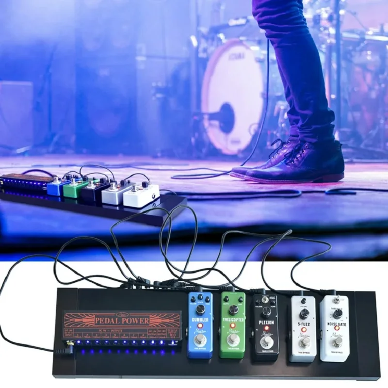 Rowin-Guitar Super Pedal Power Supply, 10 Isolated DC Output, 9V, 12V, 18V, Bass Effect Pedals with USB Charging Port, PW-01