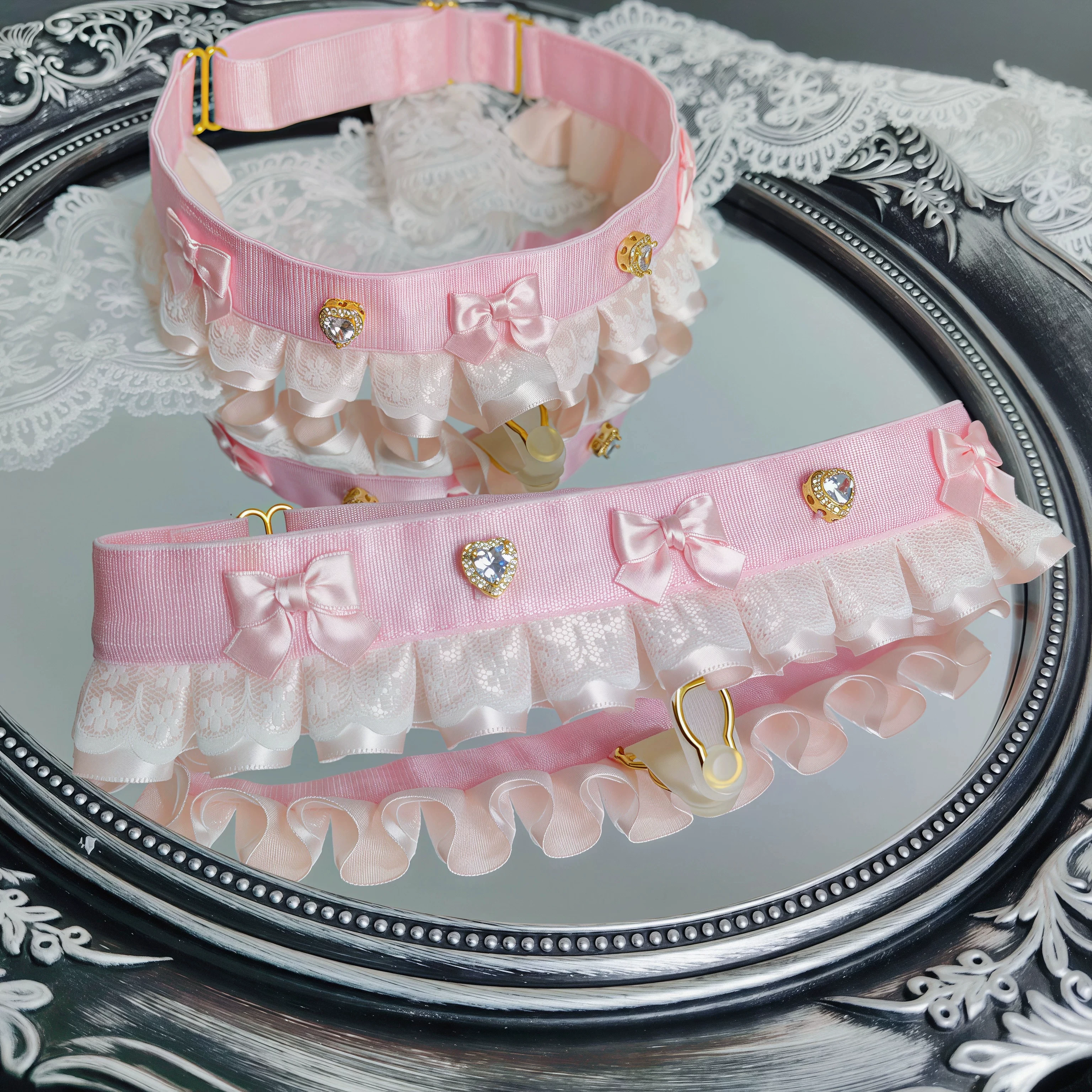 bande-de-chaussette-a-nœud-en-dentelle-rose-style-jk-lolita-pour-femme-elastique-reglable-accessoire-de-cosplay-mignon