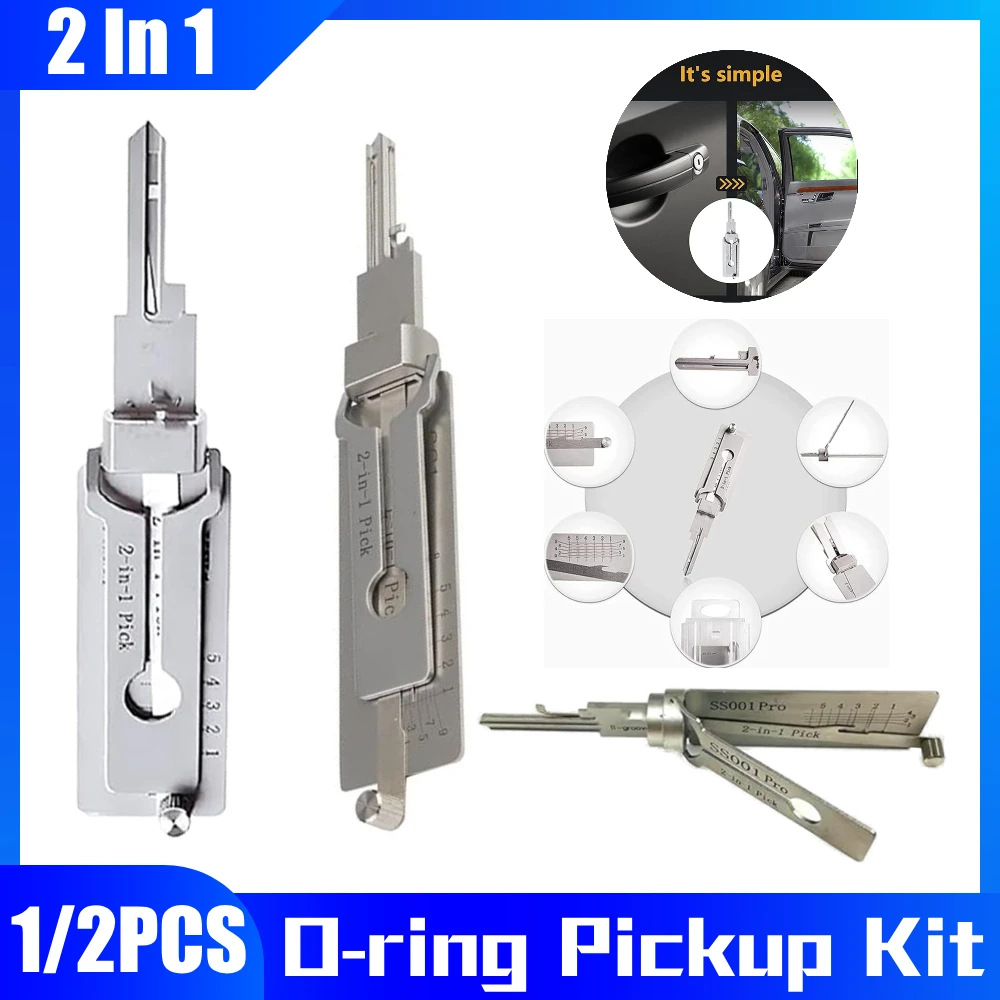SS001 Stainless Steel Key Decoder 2 In 1 Precision Hook & Pick Set Lock Decoder O-ring Pickup Kit Maintenance Repair Hand Tools