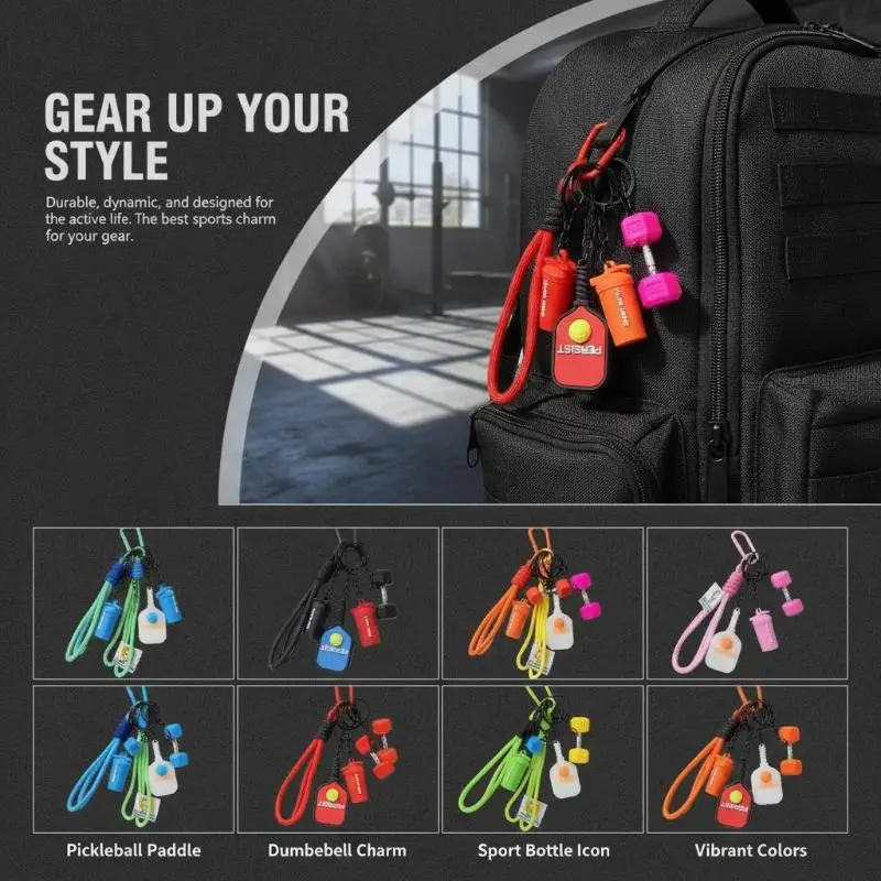 New PVC Pickleball Bag Tag Keyring Portable Lightweight Fadeless Keychain for Car Keys Luggage Backpack Pendant