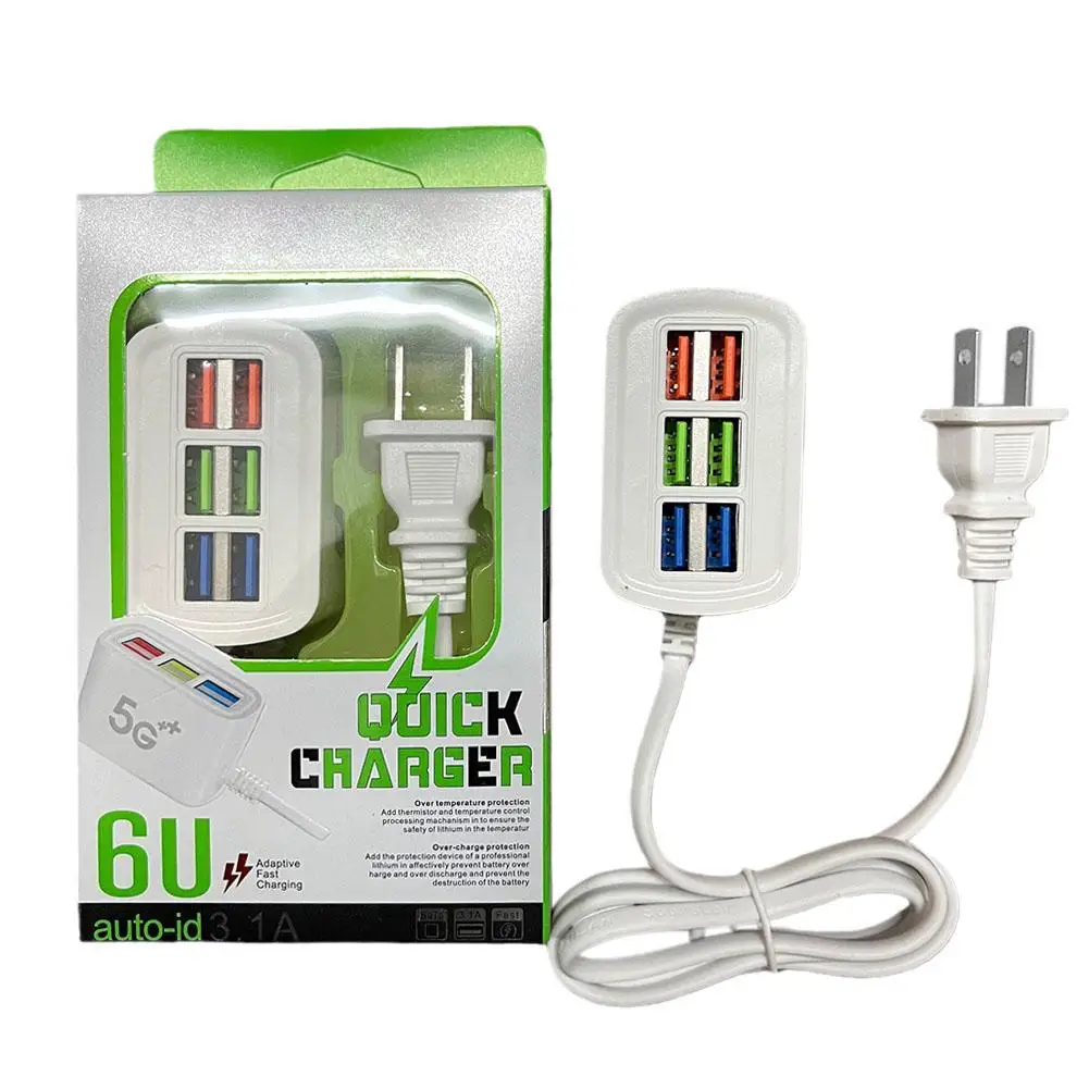 USB Phone Charger Power Strip Multi 6 Ports Universal Adapter Fast Quick Charging Head Socket HUB Splitter Charger