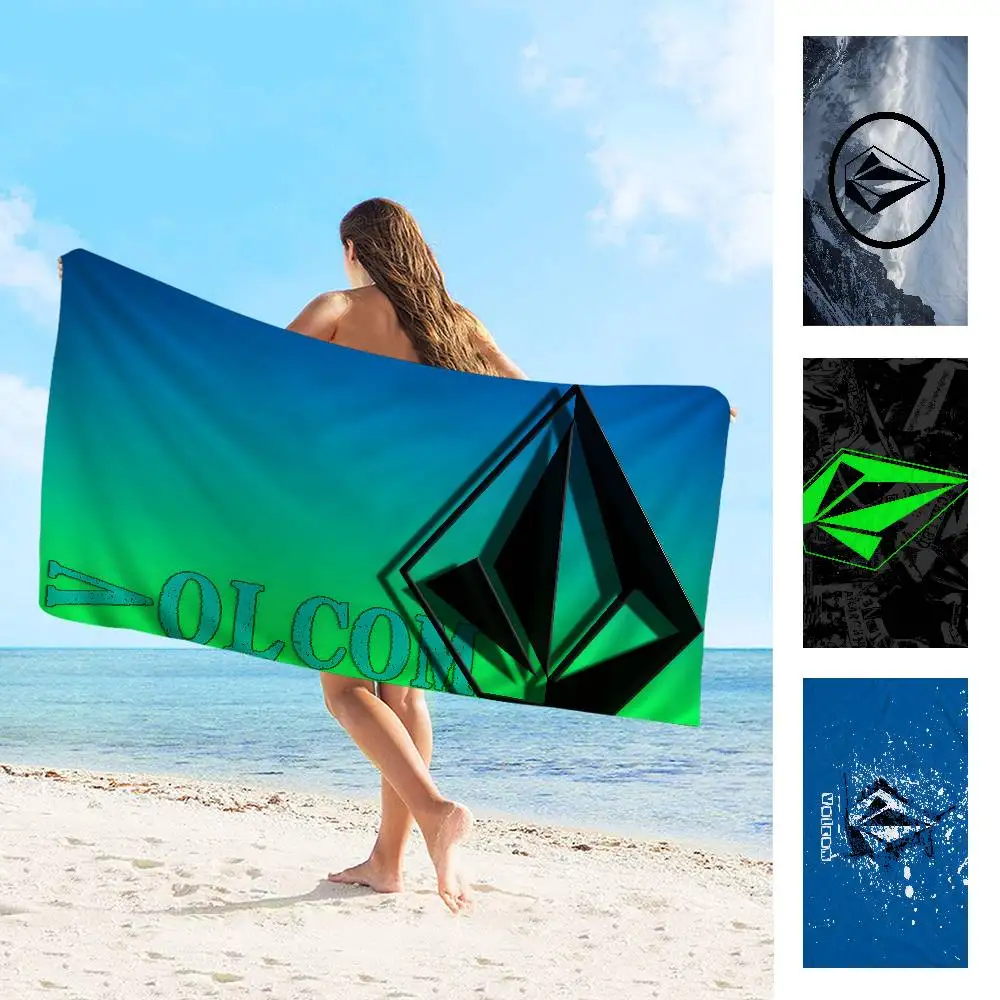 Modern Diamond-Shaped Volcom Microfiber Printed Beach Towel Mountain Climbing Yoga Beach Swimming Running Absorbent Soft Towel