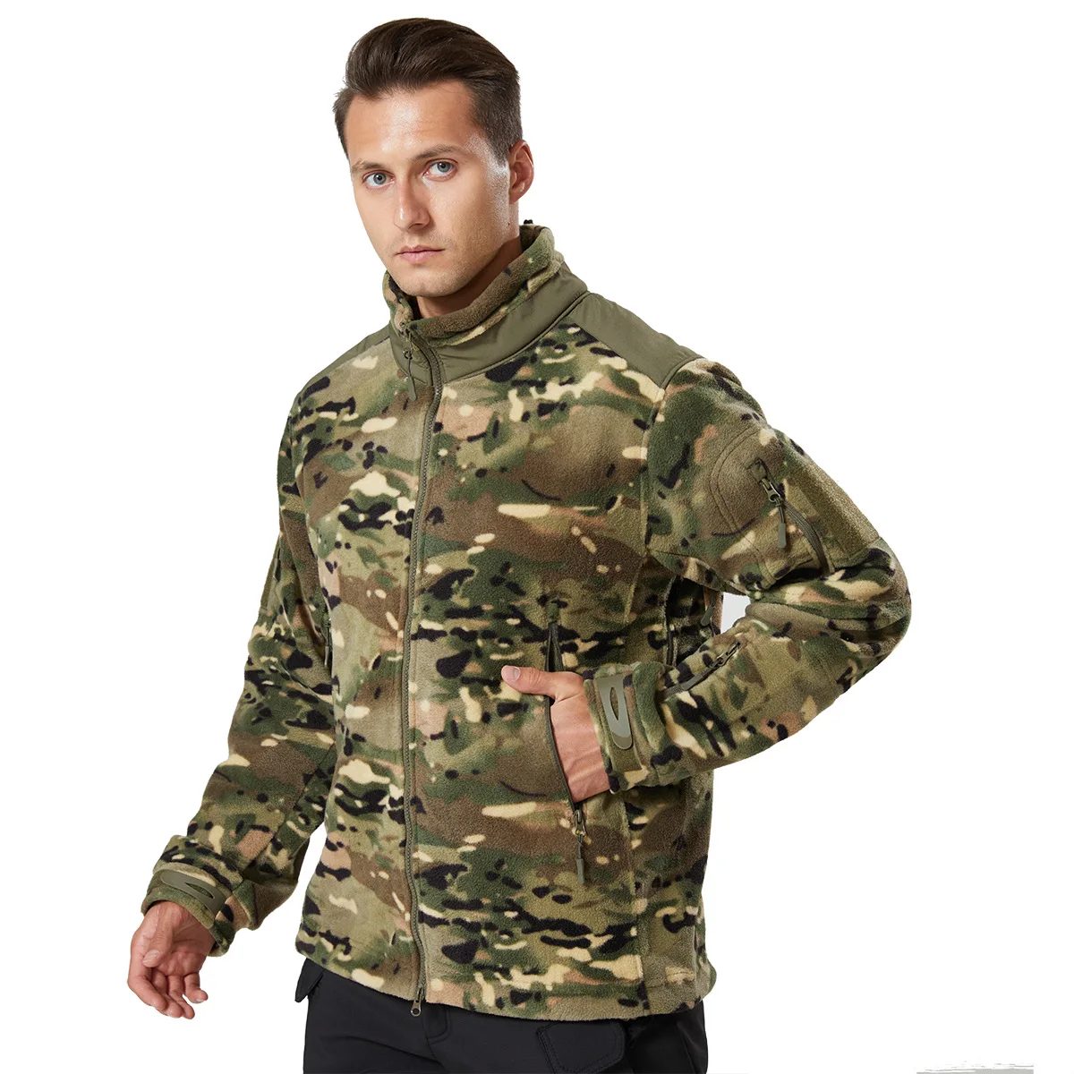 2023 Winter Fleece Jacket Men's Sports Tactical Jacket Combat Military Outdoor Hiking Polar Streetwear Hooded Coat Tops Outwear