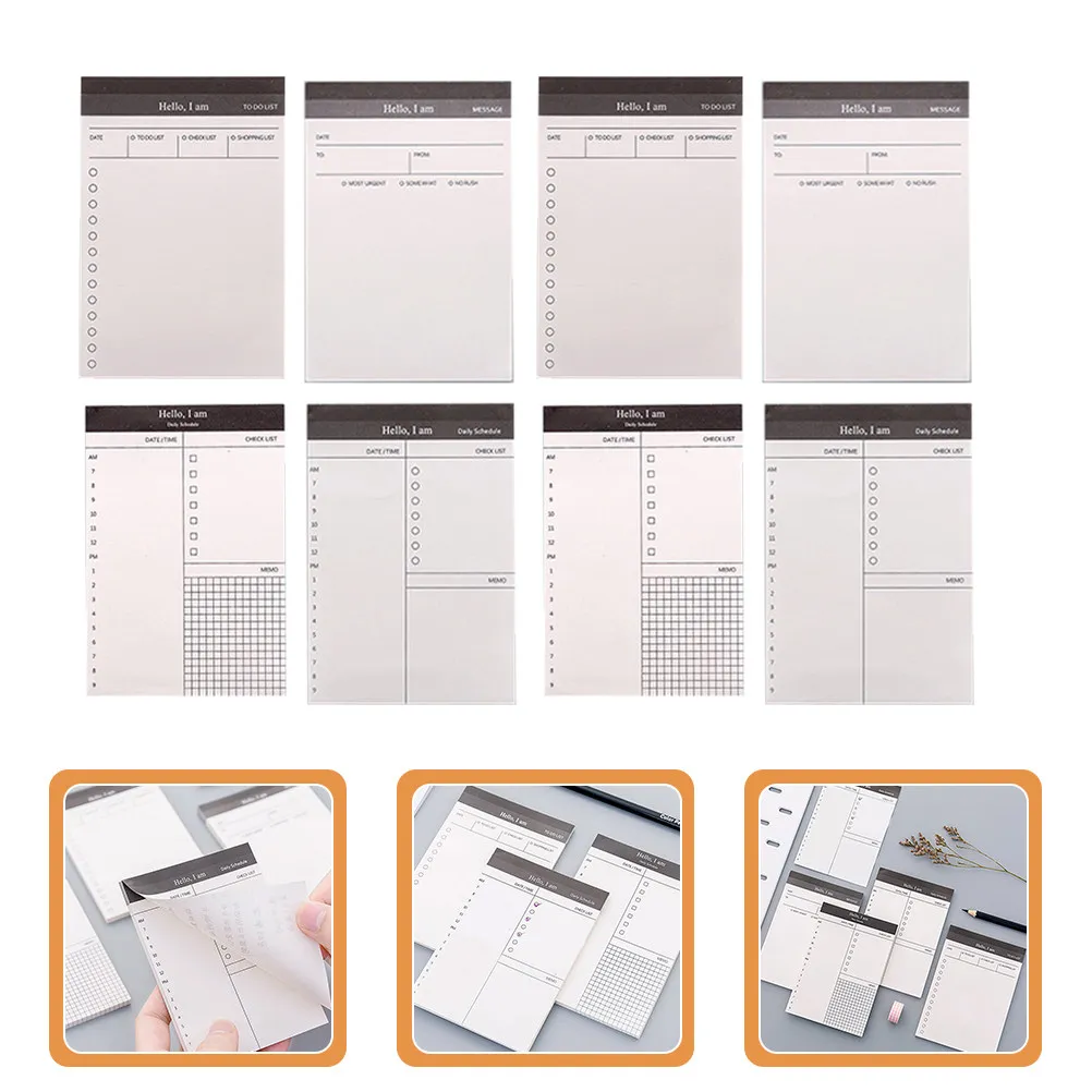 

8 Books Household Memo Pads Convenient Planner Notepad Multi-Function Daily Use Office Work Note Pads Convenient Planner Notepad