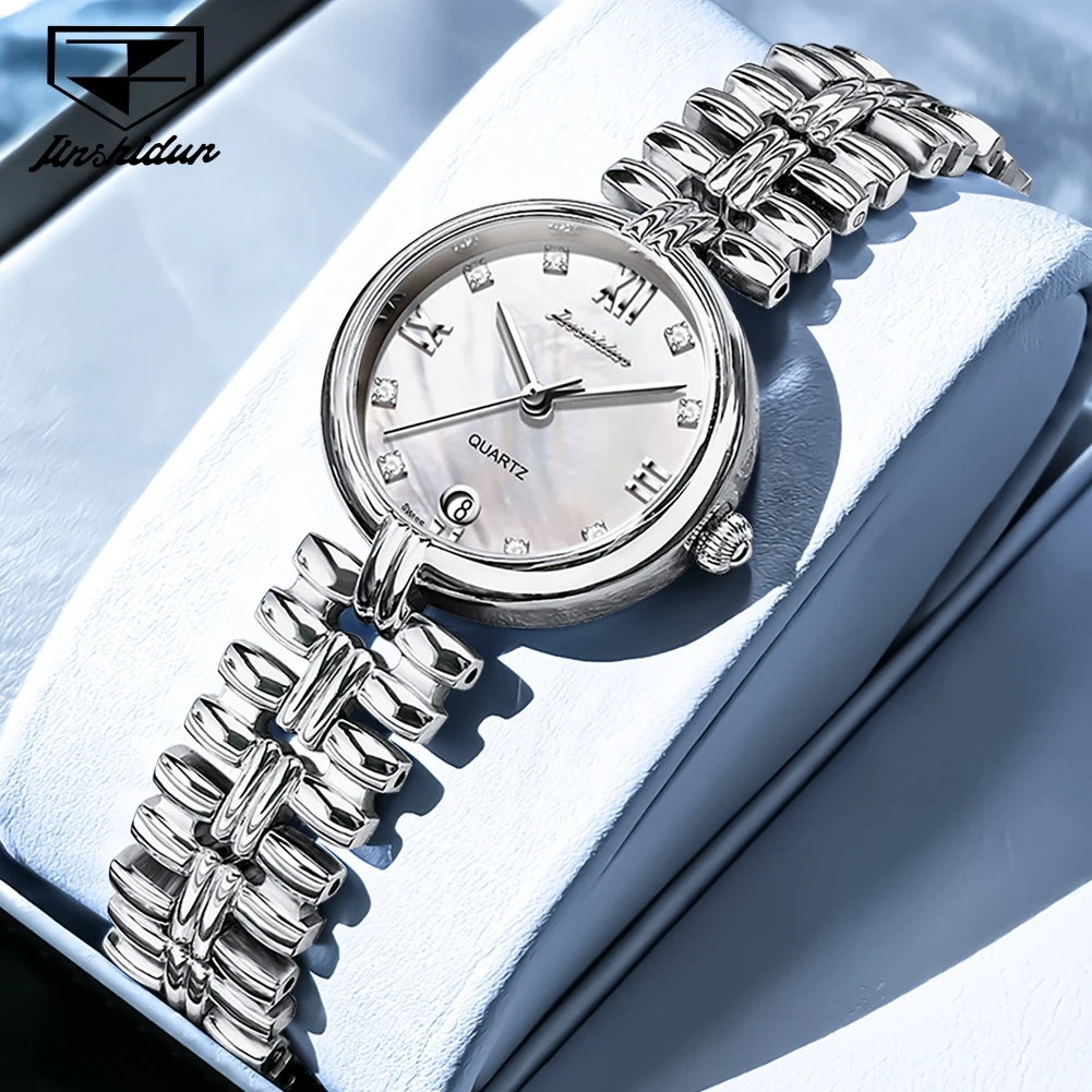 JSDUN 8978 Diamentowy zegarek dla kobiet Wodoodporny zegarek damski ze stali nierdzewnej o ekskluzywnym designie Reloj de mujer