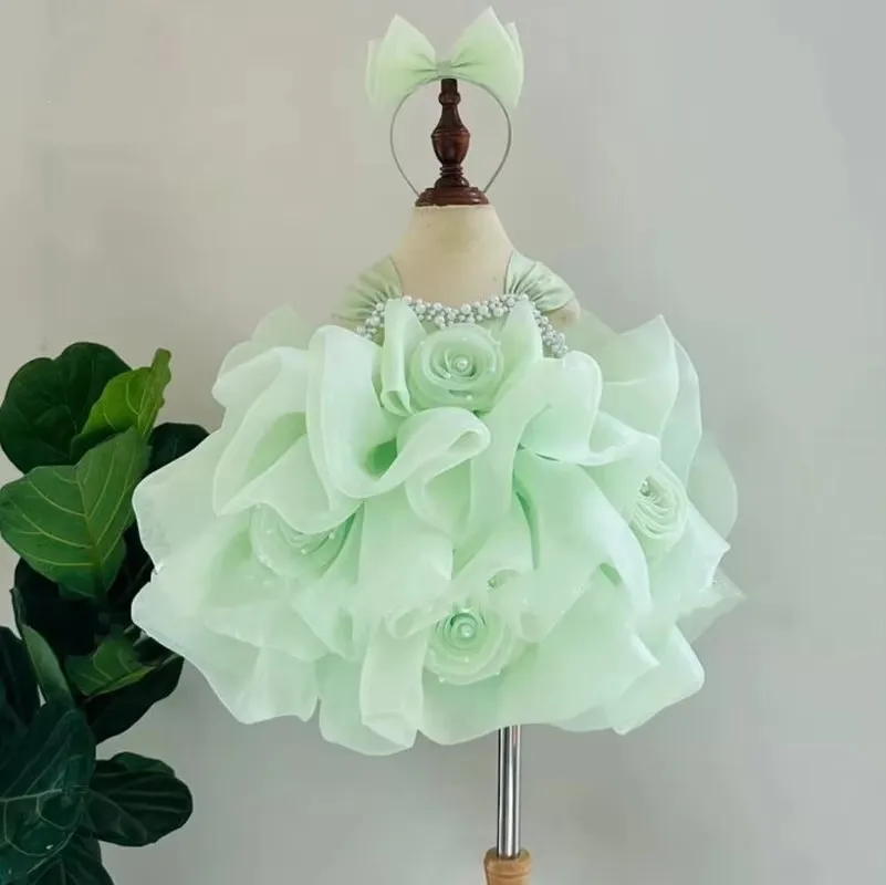 

Green Lush Girl Party Dresses Elegant Fluffy Girl Princess Dress luxury Birthday Wedding Dress Girl deguisement princesse fille