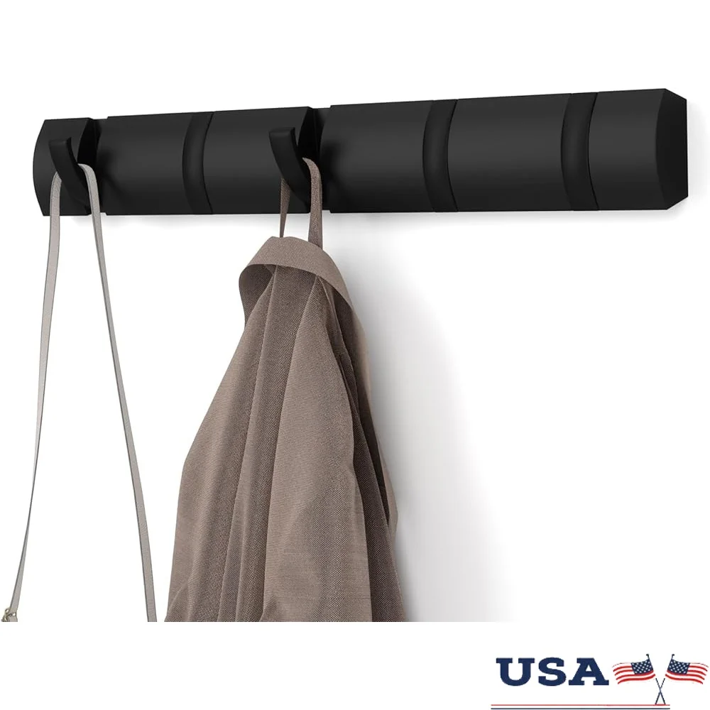 

Wall Mounted Coat Rack with 5 Hooks Modern Space Saving Storage Hats Jackets Bags Entryway Bathroom Closet Easy Install