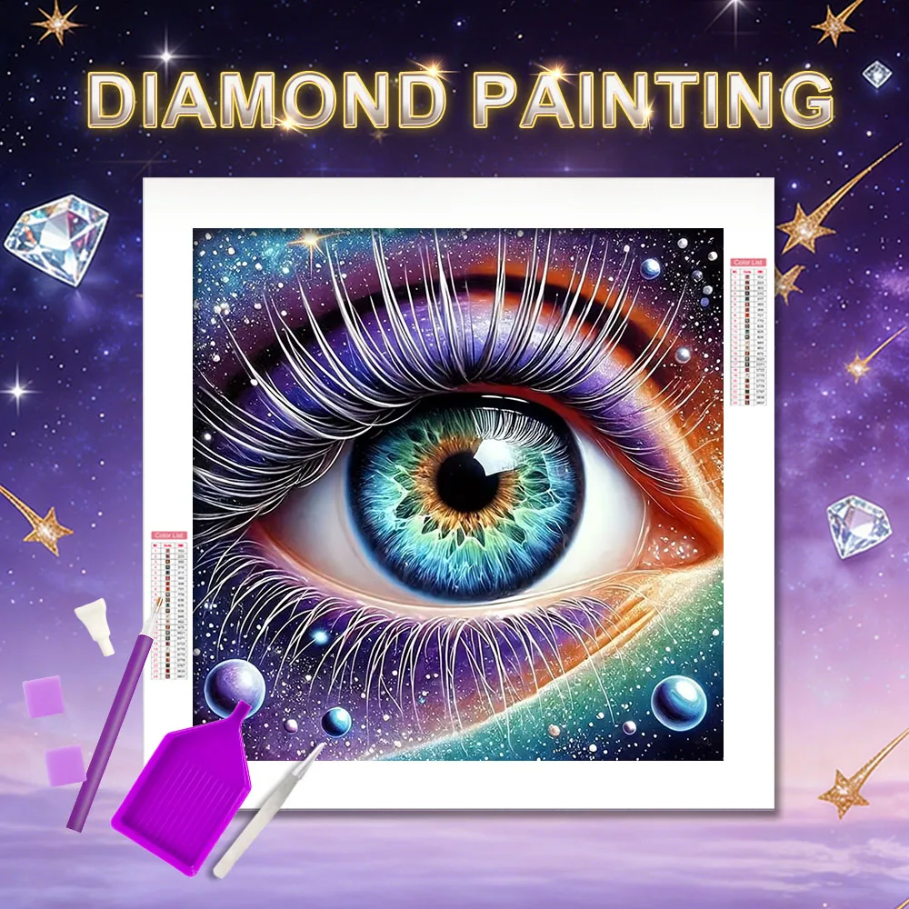 HUACAN Diamonds Painting Eye Portrait Hobby Creative Diamond Mosaic Planet Starry Sky Landscape Crafts Rhinestones Pictures