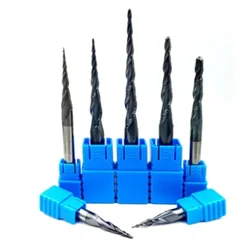 R0.25/R0.5/R0.75/R1/R1.5/R2 D3.175/4/6/8mm 2 Flutes Solid Carbide Tapered Ball Nose End Mill CNC Milling Cutter Woodworking Bits