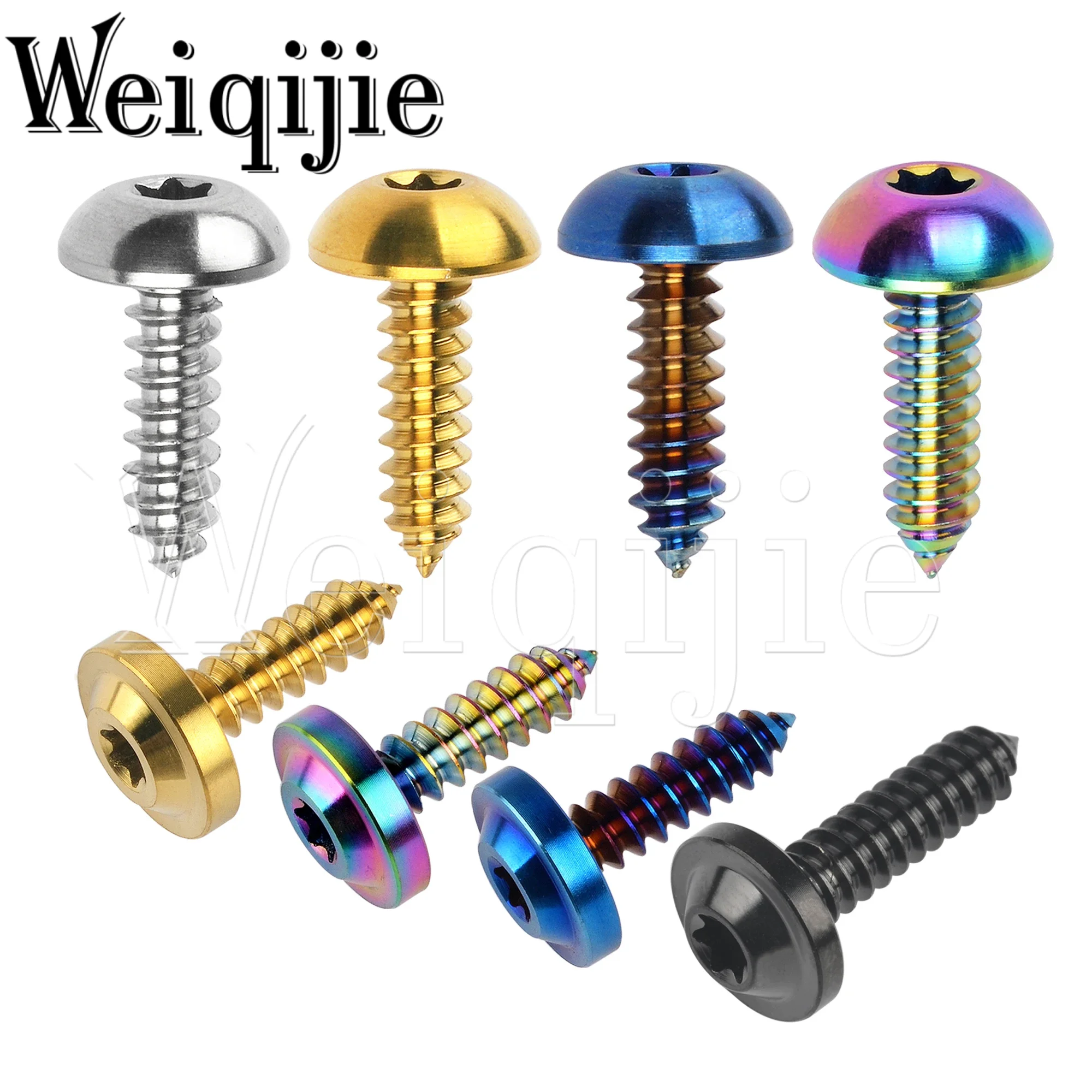 Weiqijie 6pcs Titanium Bolt M4x15 20mm M5x15 17 20 25mm M6x15mm Self Tapping Button Torx Head Screw for Motorcycle