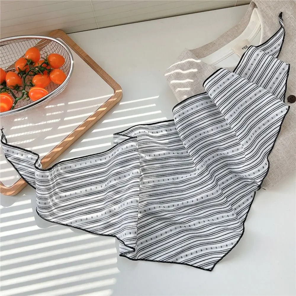 

Sweet Snow Flower Scarves Korean Style Stripe Print Bandanas Shawl Headband Headkerchief Neck Wrap Cotton Linen Headscarf Woman