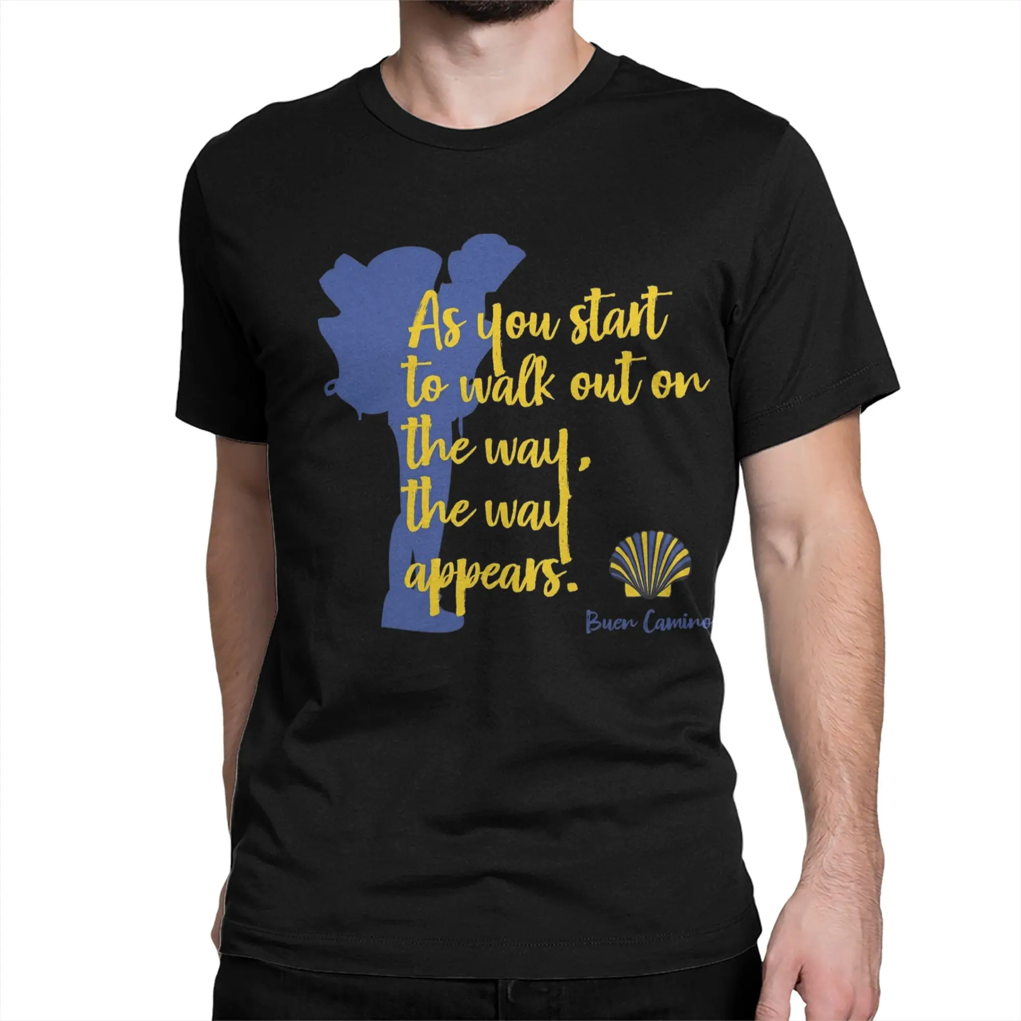 As you start to walk out on the way Camino de Santiago T Shirts Men Cotton T-Shirt Round Neck Tee Shirt Short Sleeve Clothes