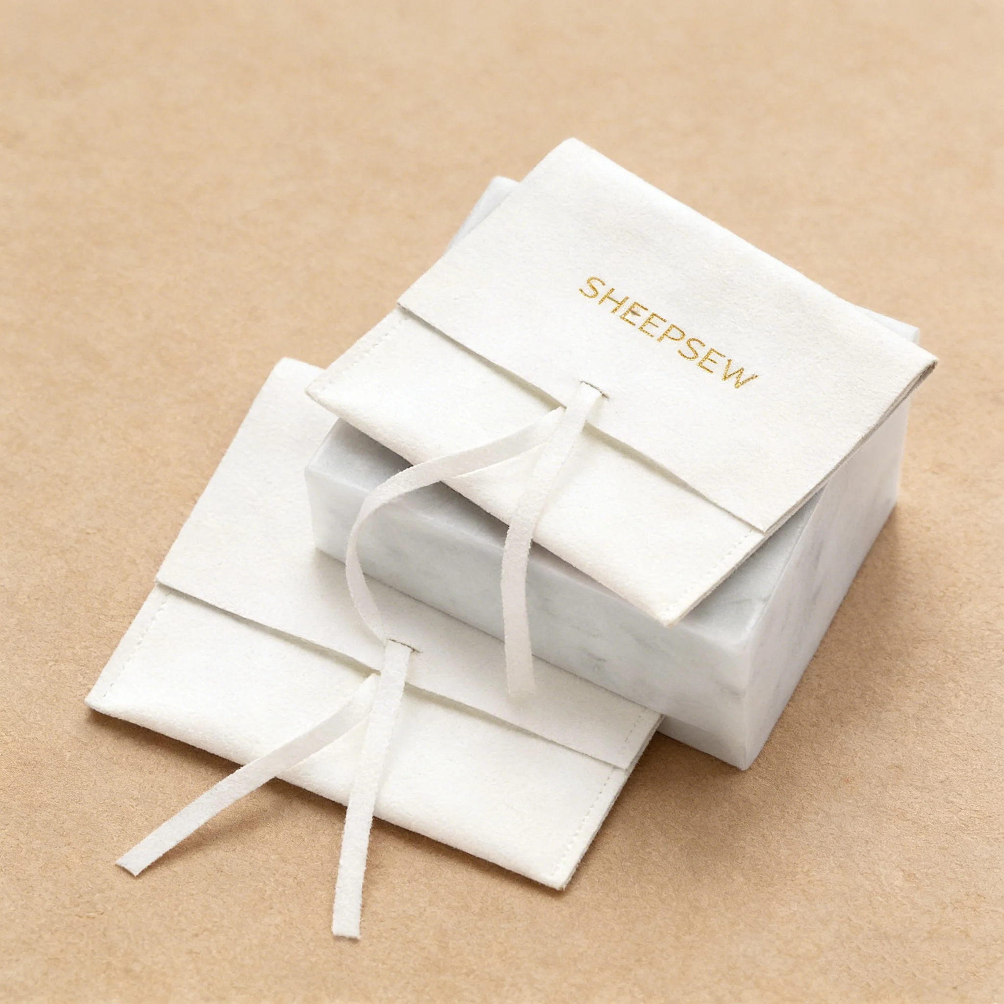 

Custom Logo PandaSew Jewelry Pouch 8*10cm, White Flap Microfiber Bag, Wholesale Personalized Jewelry Storage Pouch for Small Bus