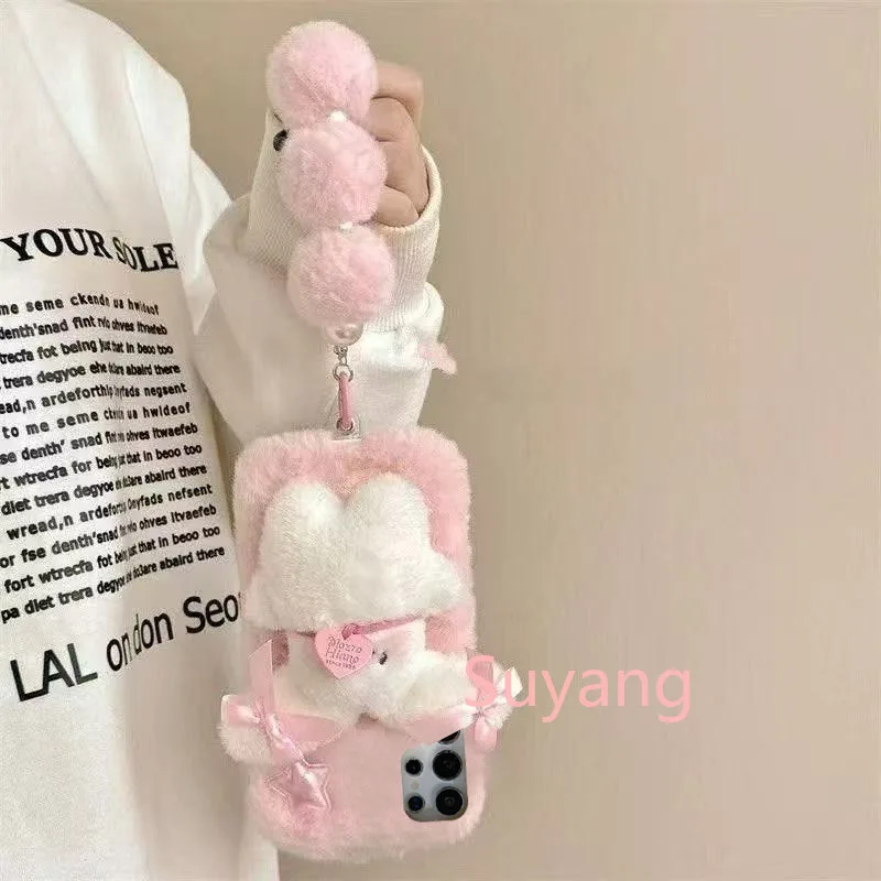 Hairy 3D Loves Star Puppy Cases für Huawei Y7 Y9 Mate20 Honor 400 200 90 50 20S X9C X8C X7C X6C X9B X8B X7A Strap Hairball Chain