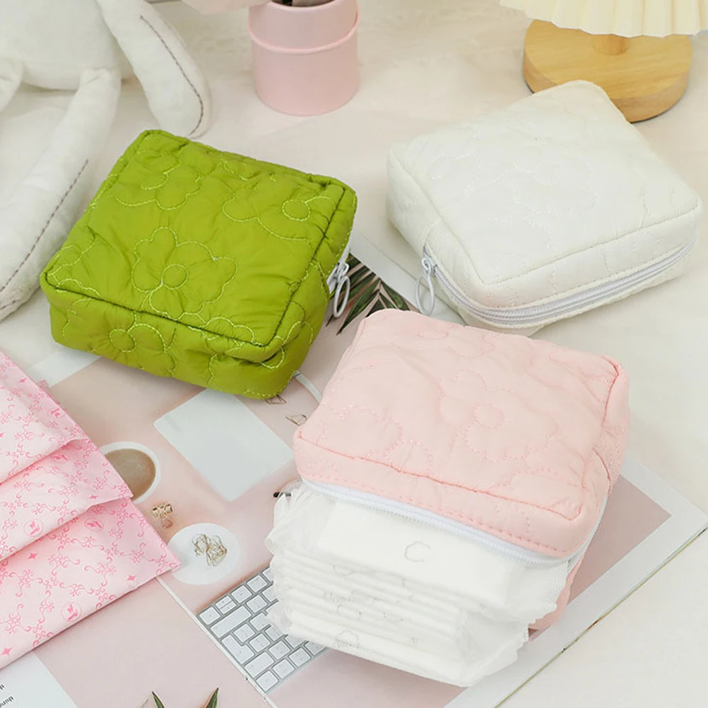 

2Pcs Period Bag Decorative Sanitary Pad Pouch Washable Menstrual Pad Container Compact Portable Bag for Tampons Coins Cards