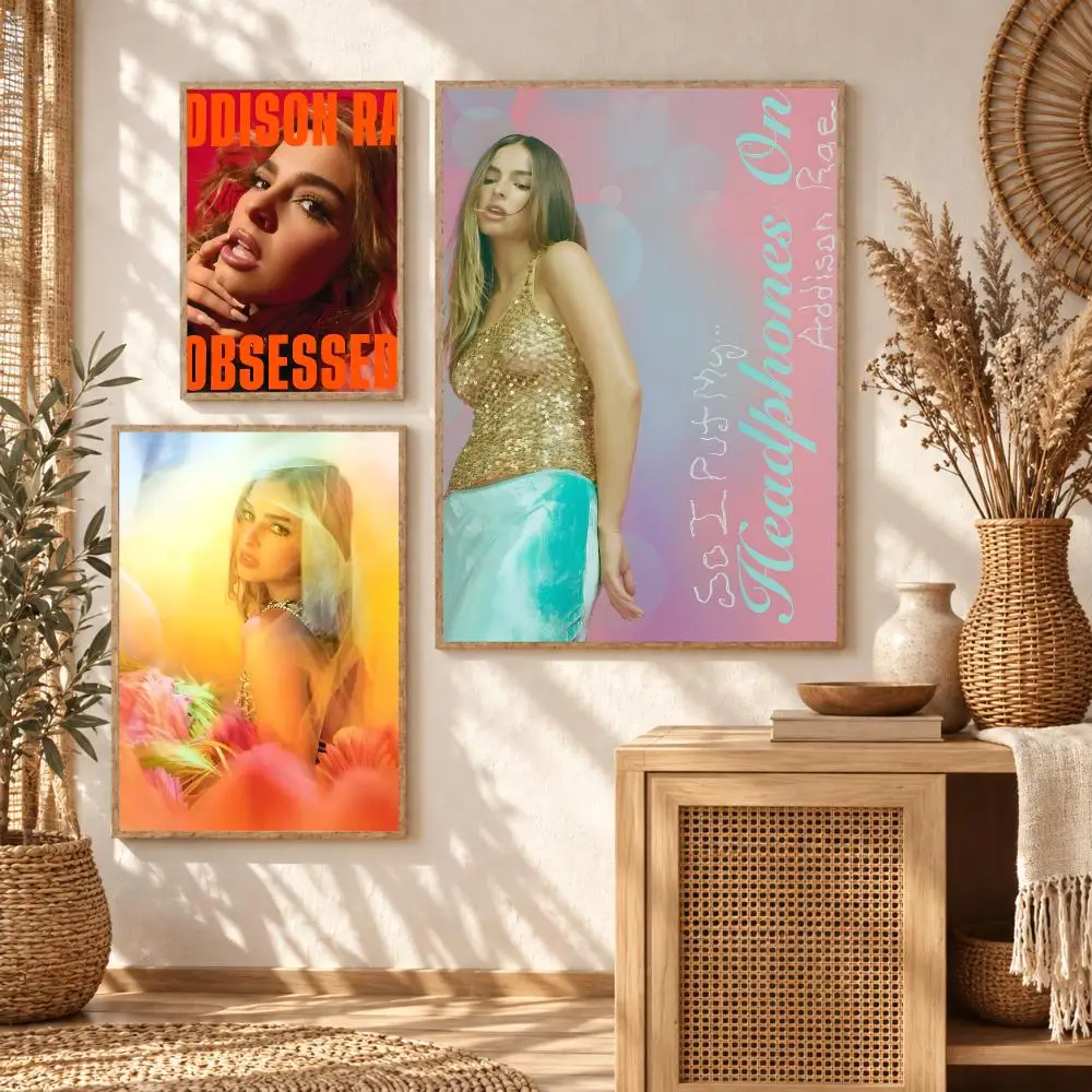 A-Addison Rae Singer Poster Stickers Self-Adhesive Mural Wall Art Decals for Bedroom Living Room Home Painting Decor Gift