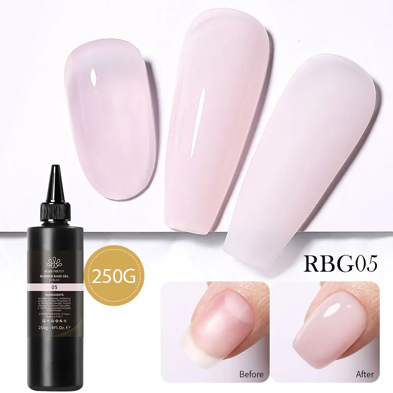 BORN PRETTY 250g Milky White Jelly Nude Gel Nail Polish Refilled Package Translucent Clear Semi Permanent Soak Off UV Gel image 3