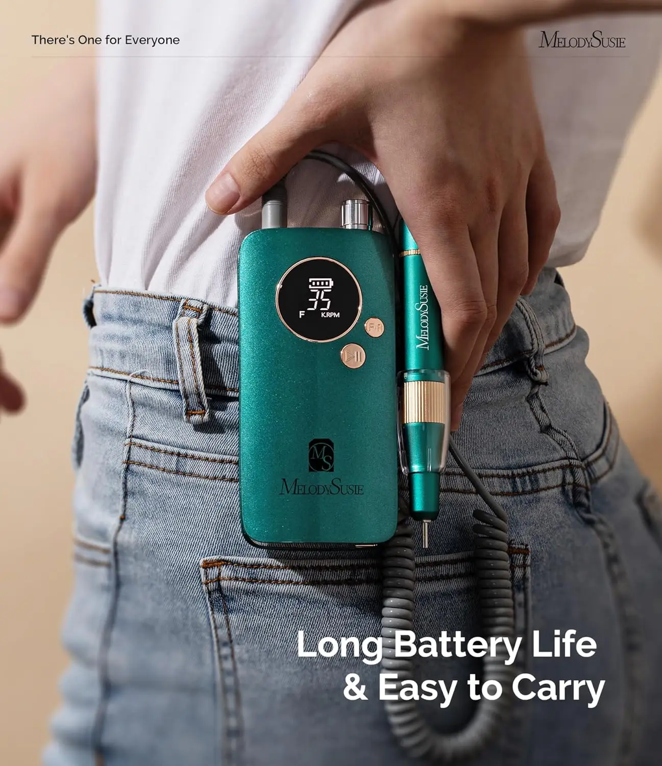 Broca de unha sem fio avançada com peça de mão leve, arquivo eletrônico de 35000 rpm para modelagem de manicure e remoção de gel