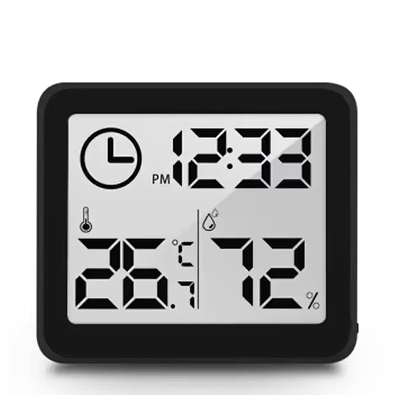 3.2inch Large LCD Digital Thermohygrometer Ultra-thin Simple Smart Home Electronic Digital Thermometer Hygrometer Wall Clock