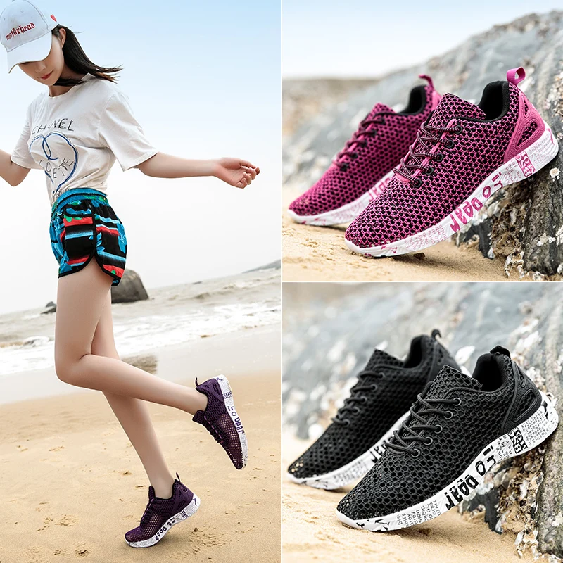 

Summer lightweight, breathable, fashionable casual shoes with mesh fabric, upstream shoes for women, water shoes, leaking shoes