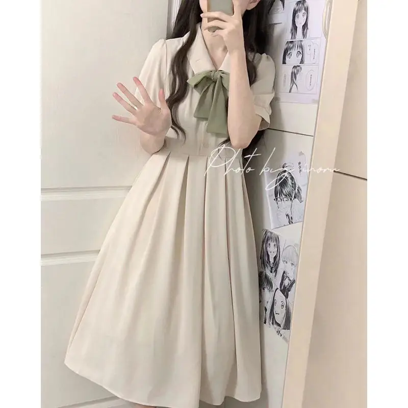 Plus Size 5XL 150kg Summer Sweet Dress Women Casual Long Dress White Color Bow Neck Female Short Sleeve Loose Dresses Vestidos