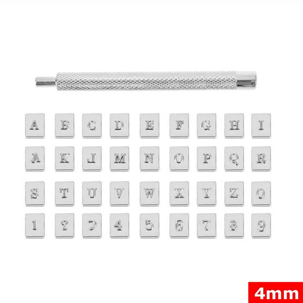 Alphabet Letter Number Punch Set Essential Craft Tool Kit 36pcs Metal Leather Alphabet Letter Punch Set for Stamping