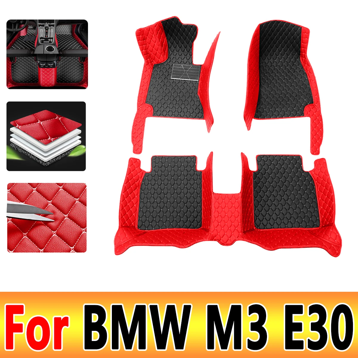 

Car Floor Mat For BMW M3 E30 1986~1991 5 Seats Coupé Leather Floor Mats Full Cover Carpet Protector Mud Car Accessories Interior