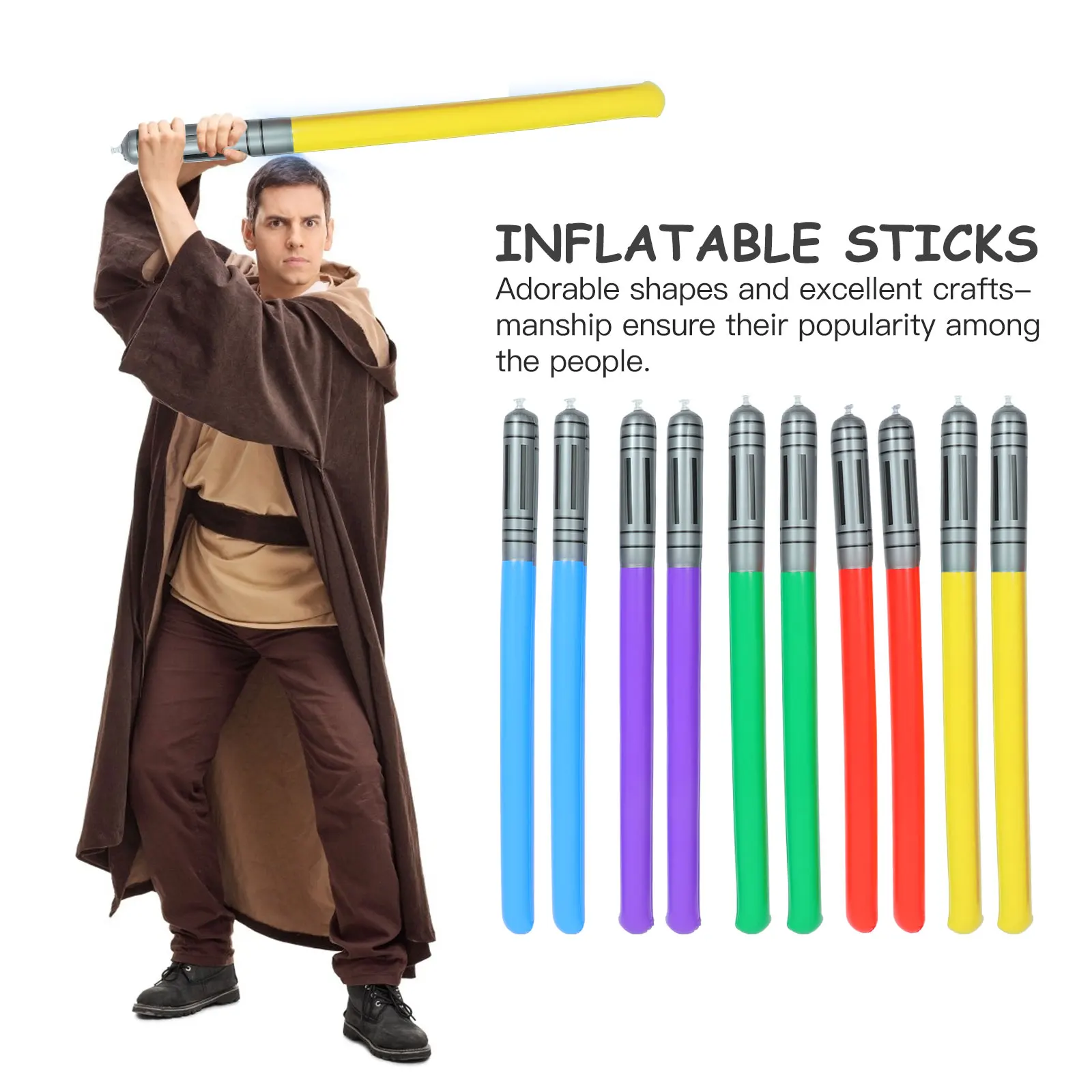

10 Pcs Light Sword Toys Colorful Stick Toys Sturdy Premium PVC Kids Balloons Easy Store Birthday Gifts Role Props