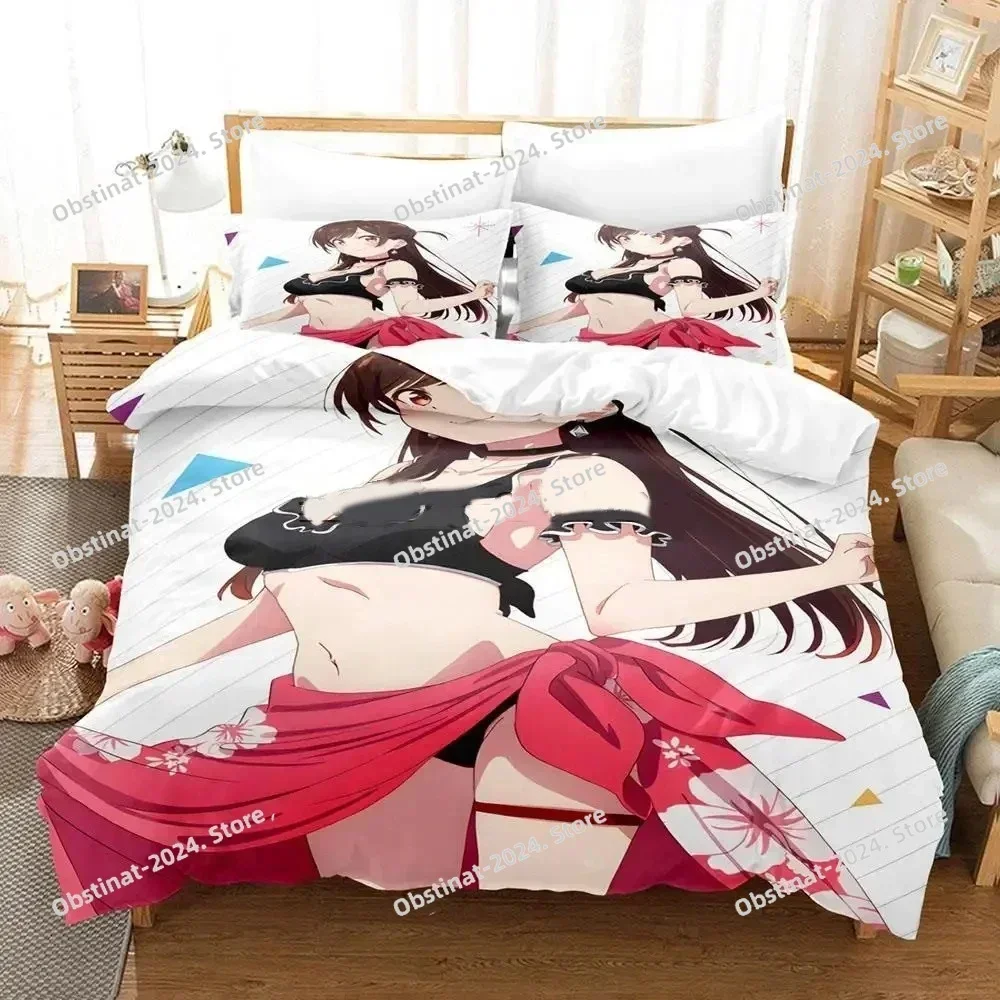 Rent-A-Girlfriend Chizuru Bedding Set Printed single Comforter Duvet Cover Pillow Case 3 Pieces Sets Kids Adult Size Linen Sheet
