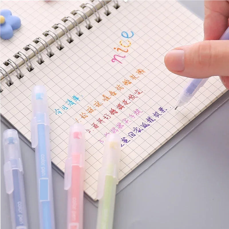 12 Pcs/Set Kawaii Colorful Cute Gel Pens 0.5mm Ballpoint Pen for Girls Student Journal Cute Back To School Stationery Supplies