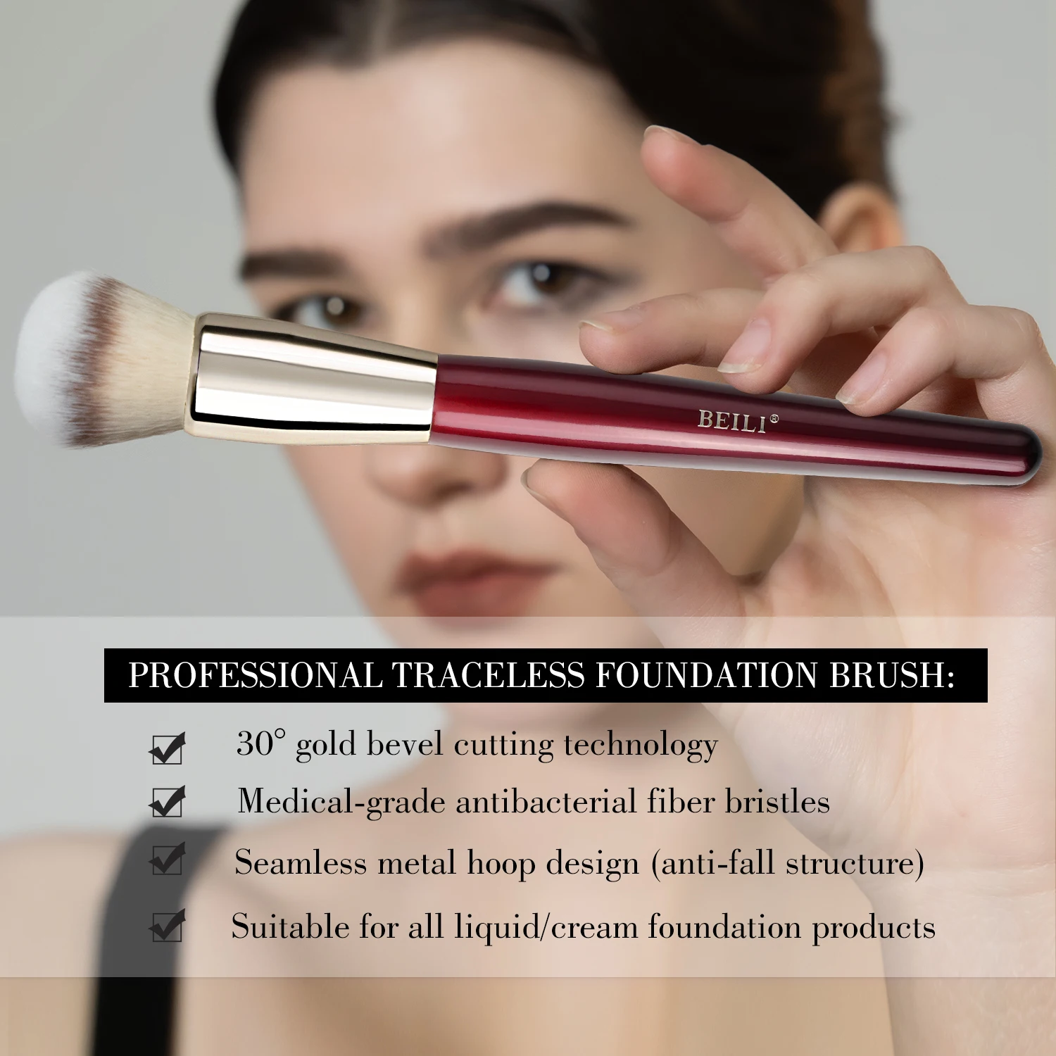 Beili pincéis de maquiagem 15 pçs conjunto de pincéis de sombra profissional pincéis de maquiagem sintéticos premium para líquido, creme em pó sombra