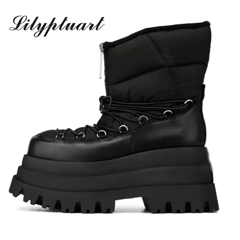 Waterproof Platform Snow Boots for Women 2022 Winter Warm Plush Ankle Booties Non Slip Cotton Padded Shoes Woman Space Boots