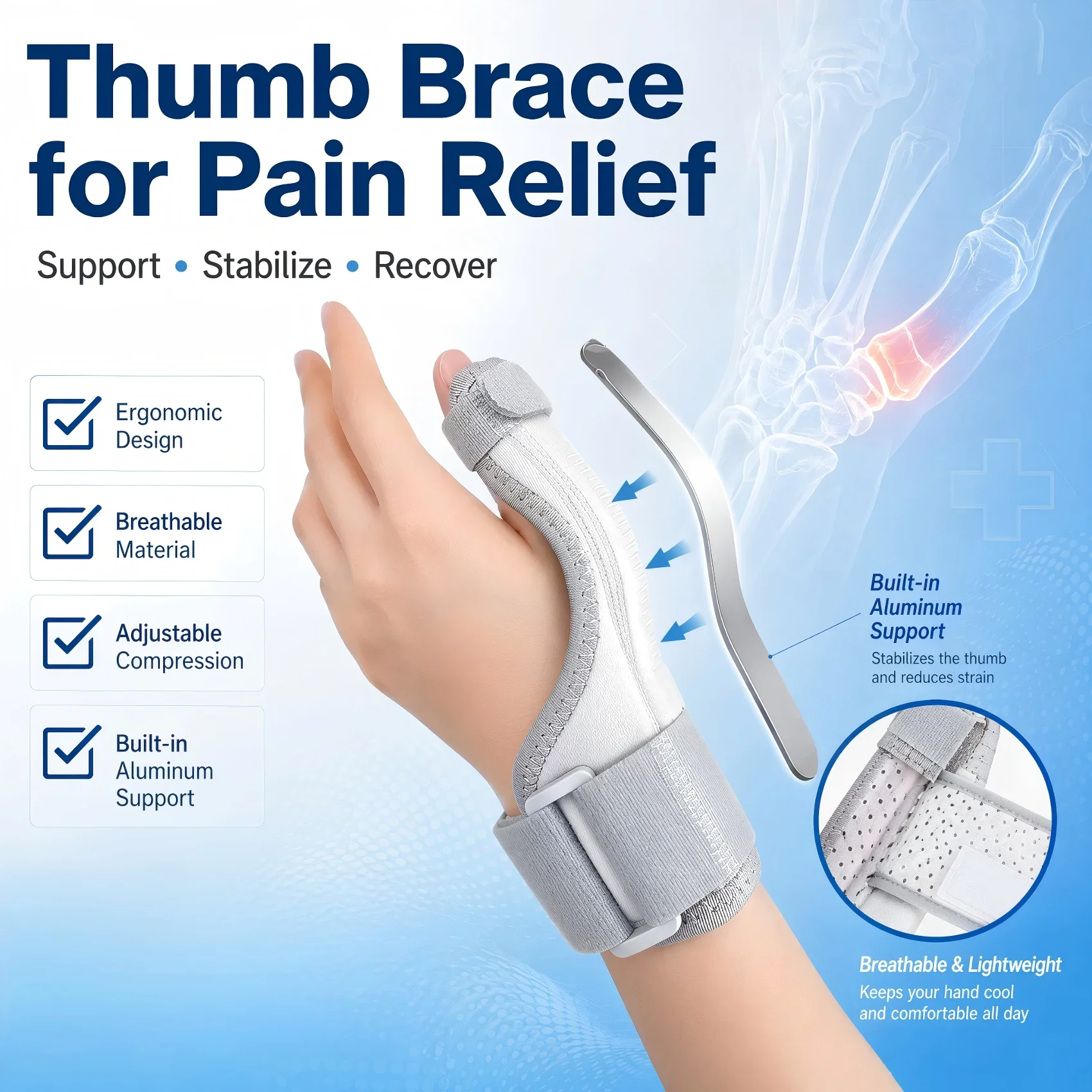 Thumb Brace Tendonitis Wrist Support Splint Arthritis Pain Relief Adjustable Thumb Spica Brace De Quervain Mom Thumb Protector