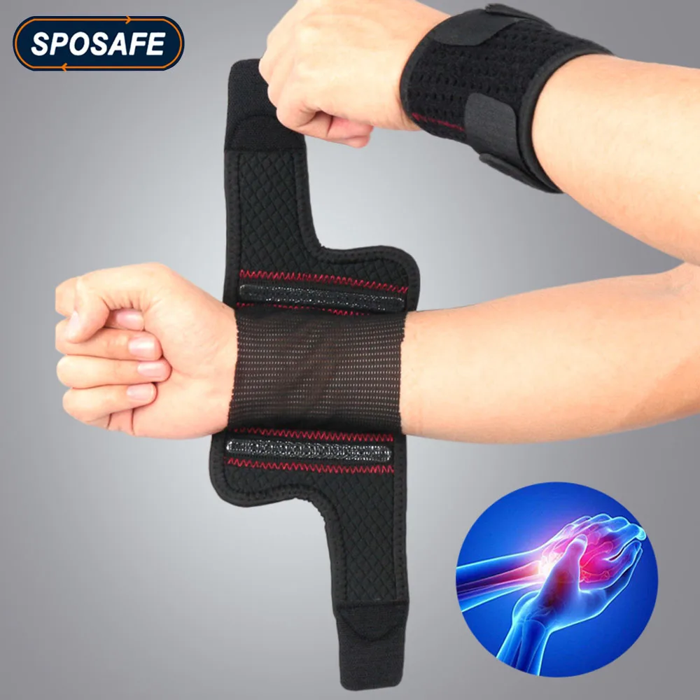 2Pcs Sport Compression Wrist Brace Adjustable Wrist Support Wrap Thumb Stabilizer for Volleyball Tennis Basketball Weightlifting