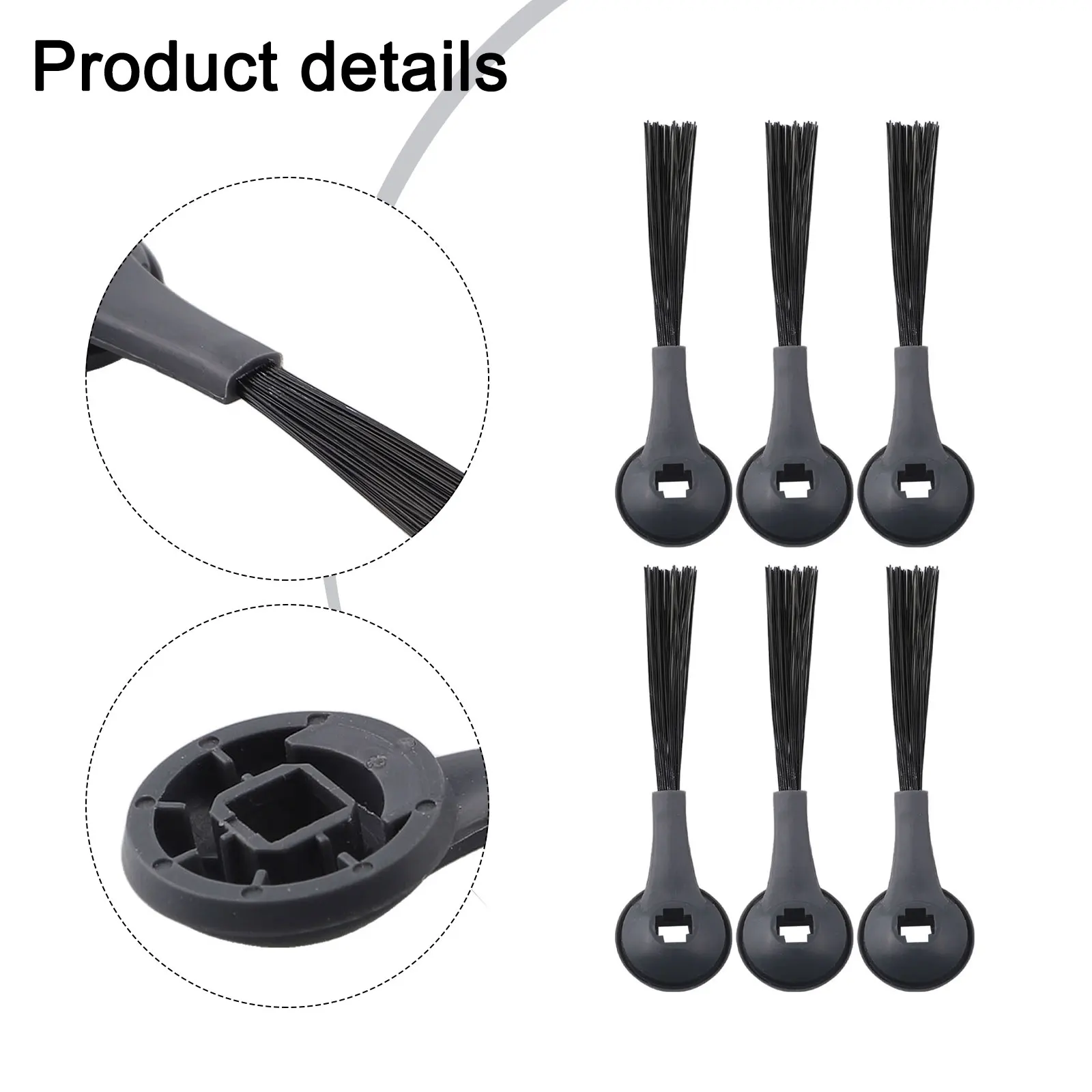 Black Replacement Side Brushes Easy Installation Vacuum Parts Vacuum Parts Corner Cleaning Brushes Compatible Vacuum Parts