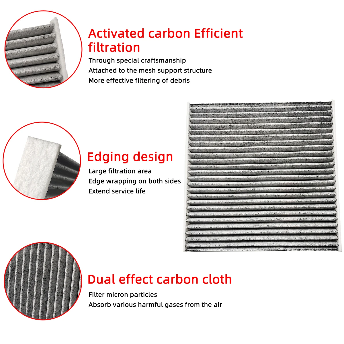 Car Cabin Air Filter for Honda Civic 2006-2015 Auto Filters Carbon Fiber P3875WS 80219-SHJ-A01 80292-SDA-407 80292-SDA-A01