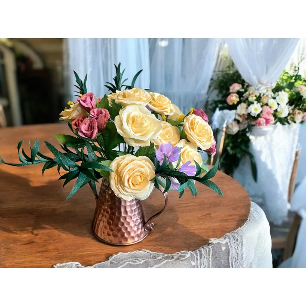 Flores secas, depósito de ramo, réplica de depósito, regalo de papel para primer aniversario de boda, flores secas