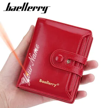 جديد من Baellerry محفظة نسائية قصيرة بنقش على الاسم حامل بطاقات فاخر محفظة نسائية بجيب للعملات المعدنية محفظة نسائية بسحّاب