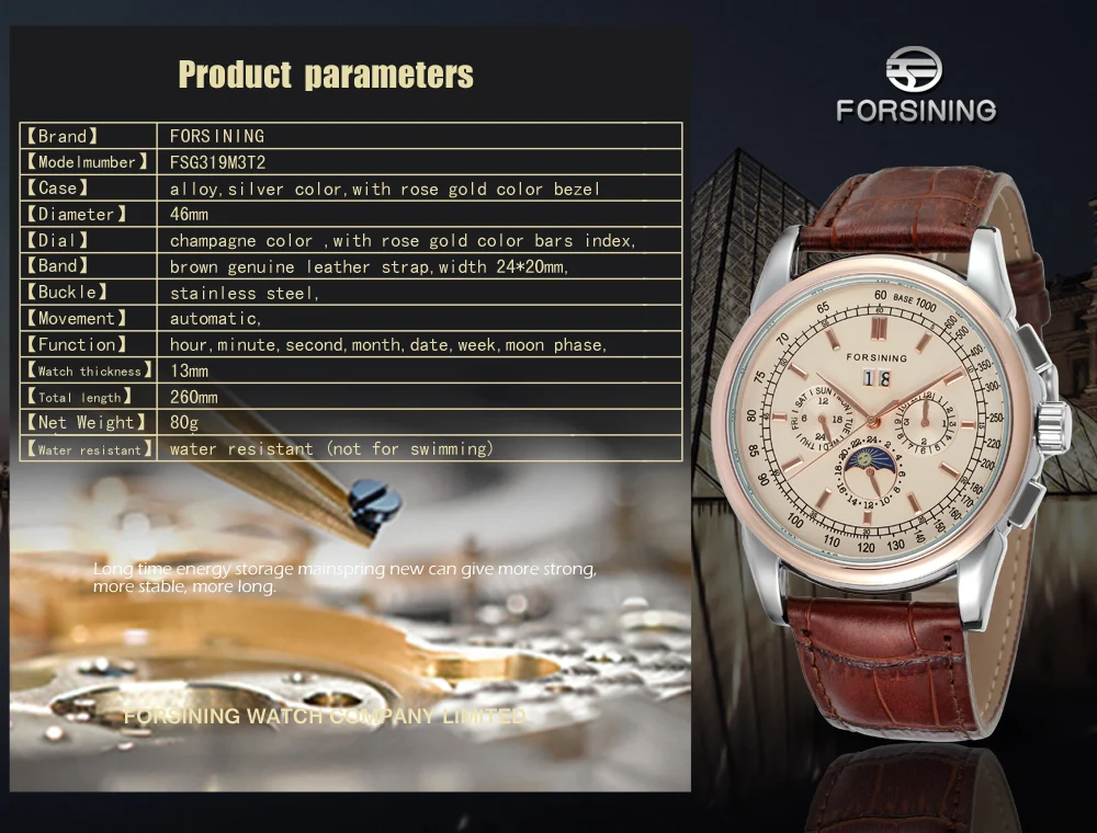2026New Replica Moon Phase Multifunctional Automatic Man Watch Mechanical Waterproof Leather High-End Luxury Elegant Wrist Clock