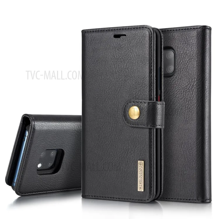 

DG.MING Detachable 2-in-1 Anti-scratch Phone Case For Huawei Mate 20 Pro Split Leather Wallet Shell + PC Back Case - Black