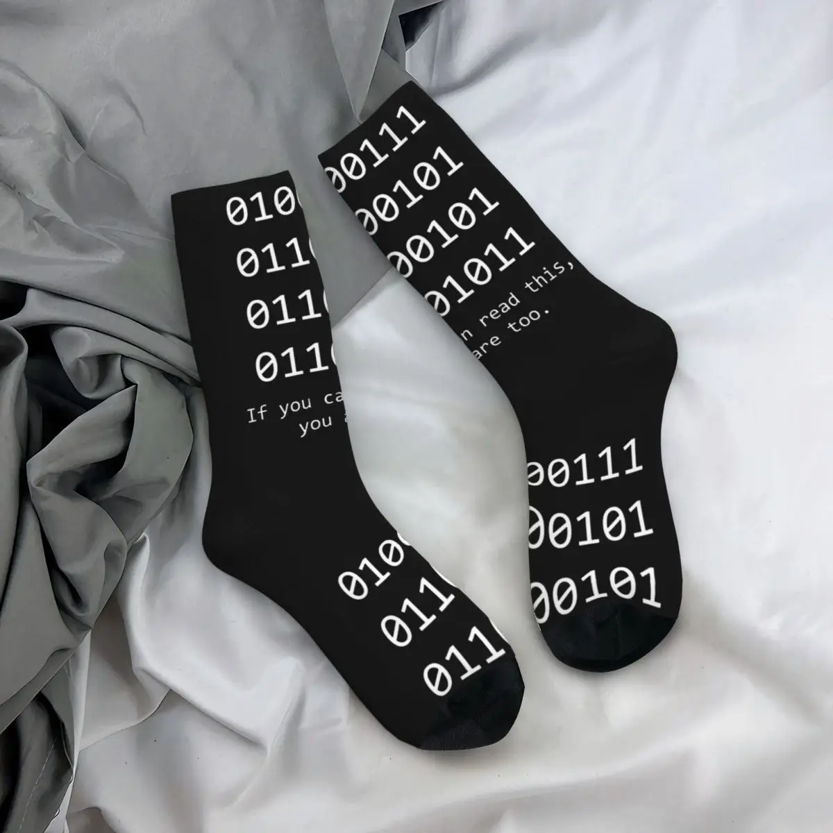 Chaussettes unisexes de style de rue sans couture imprimées Happy Crew, chaussettes binaire vintage pour hommes, développeur de Geek de codage CPU, cadeau