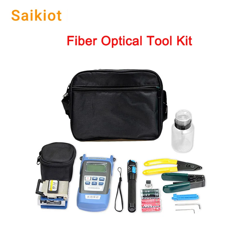 

Saikiot Fiber Optic Tool Kit FTTH Assembly Stripping Splicing Optical Power Meter Fiber Cleaver Kit Fiber Optic Set Kit