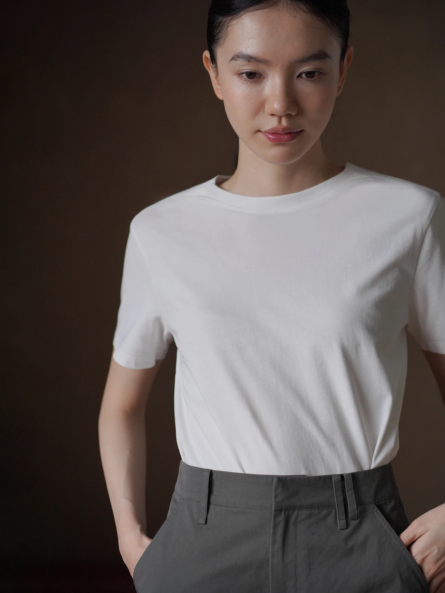 Hacikis High Thread Count 100% Cotton Short Sleeve T-Shirt Women's Style Casual Loose Fit round Neck Citywalk Summer Top