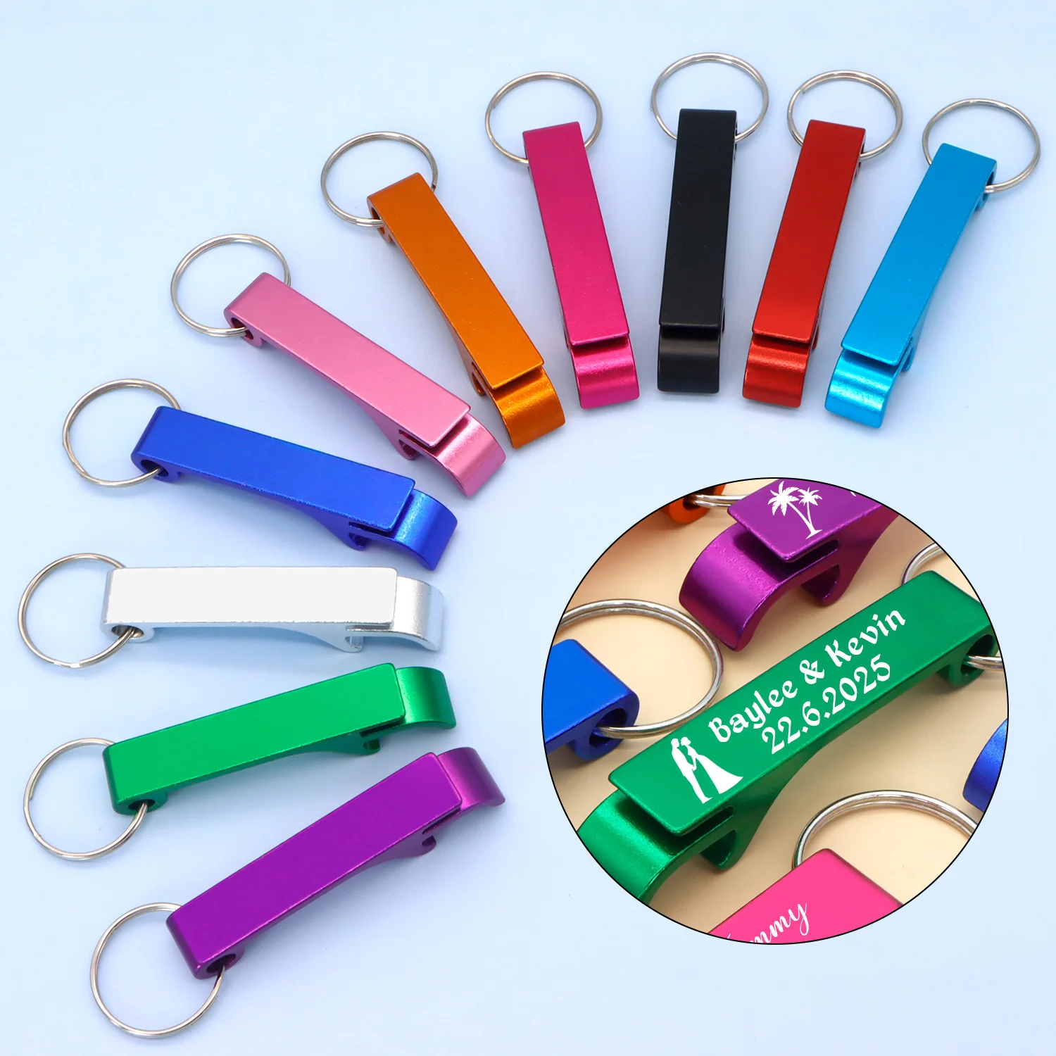 Wholesale 100/50/20Pcs Custom Logo Name Beer Bottle Opener Keychain Personalized Wedding Gift Bar Beverage Bottles Accessories