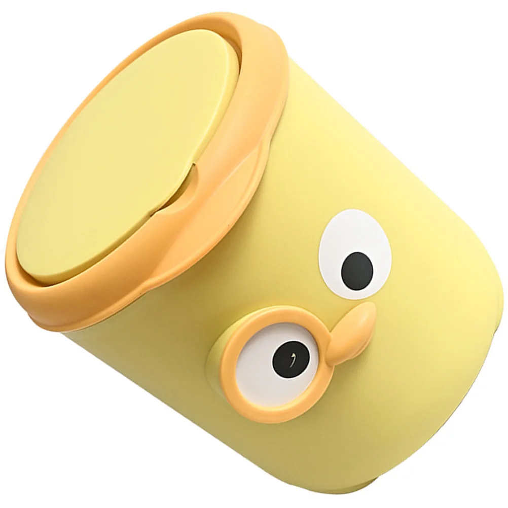 

Desk Table Storage Bucket with Lid Small Trash Cans Lids Garbage Office Container Desktop Bin Yellow