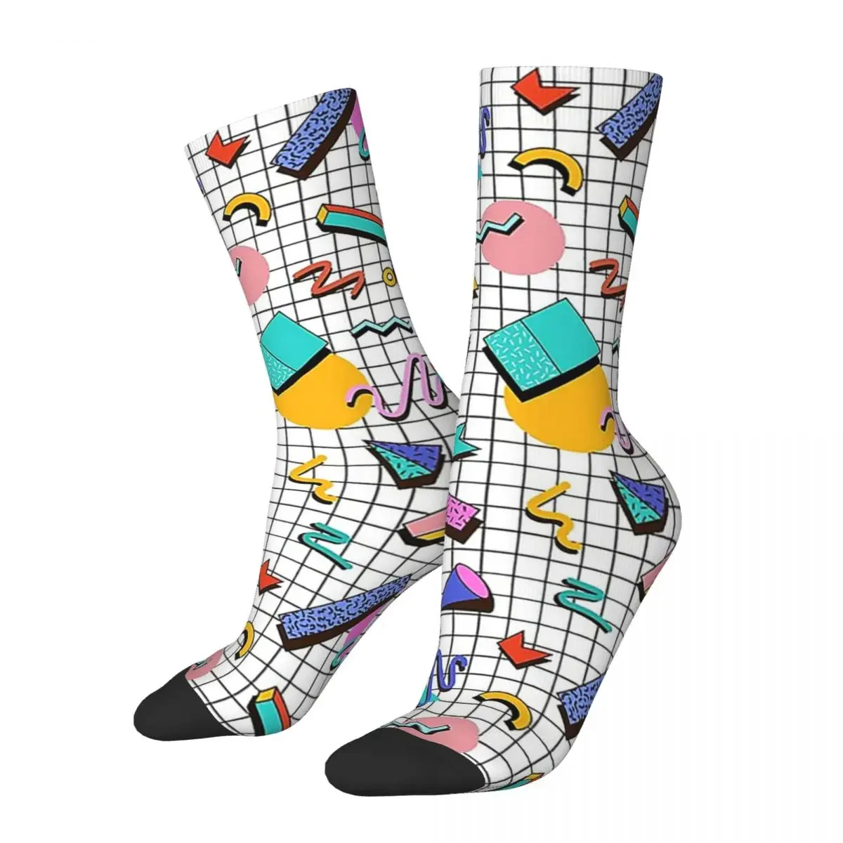 Funky 80s Eighties Memphis Pattern Design Socks Harajuku Quality Stockings All Season Long Socks for Unisex Birthday Present